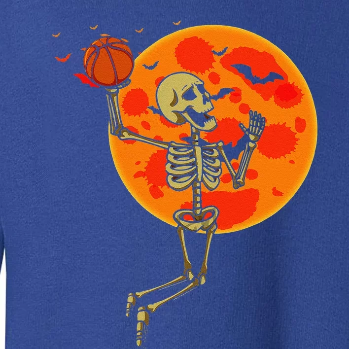 Funny Skeleton Playing Basketball Halloween Costume Funny Toddler Sweatshirt