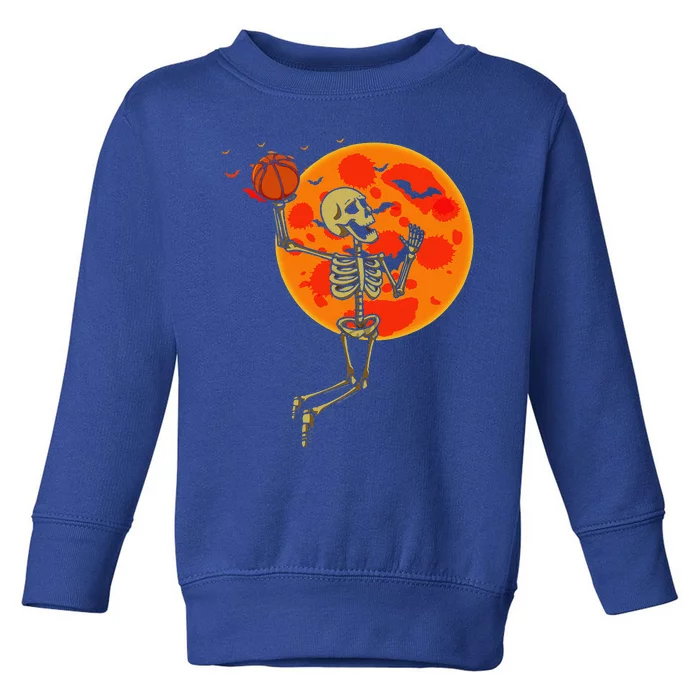 Funny Skeleton Playing Basketball Halloween Costume Funny Toddler Sweatshirt