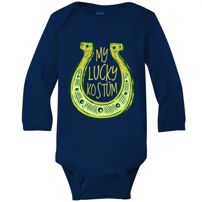 Funny Saint Patrick Day Costume Cute Gift Horseshoe Lucky Design Funny Gift Baby Long Sleeve Bodysuit