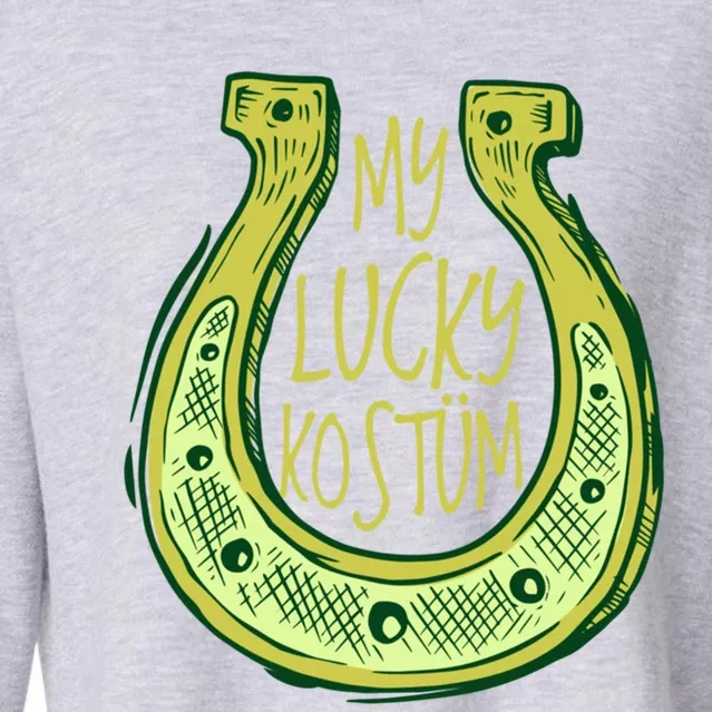 Funny Saint Patrick Day Costume Cute Gift Horseshoe Lucky Design Funny Gift Cropped Pullover Crew