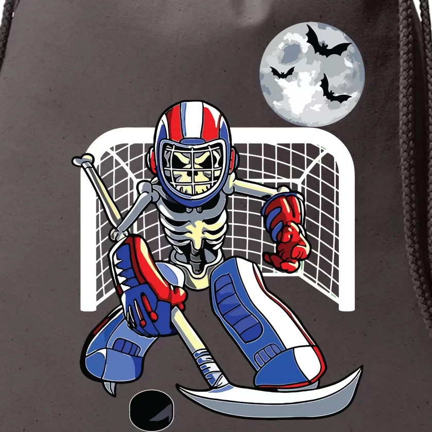 Funny Skeleton Playing Ice Hockey Happy Halloween Day Boy Drawstring Bag