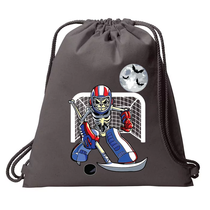 Funny Skeleton Playing Ice Hockey Happy Halloween Day Boy Drawstring Bag