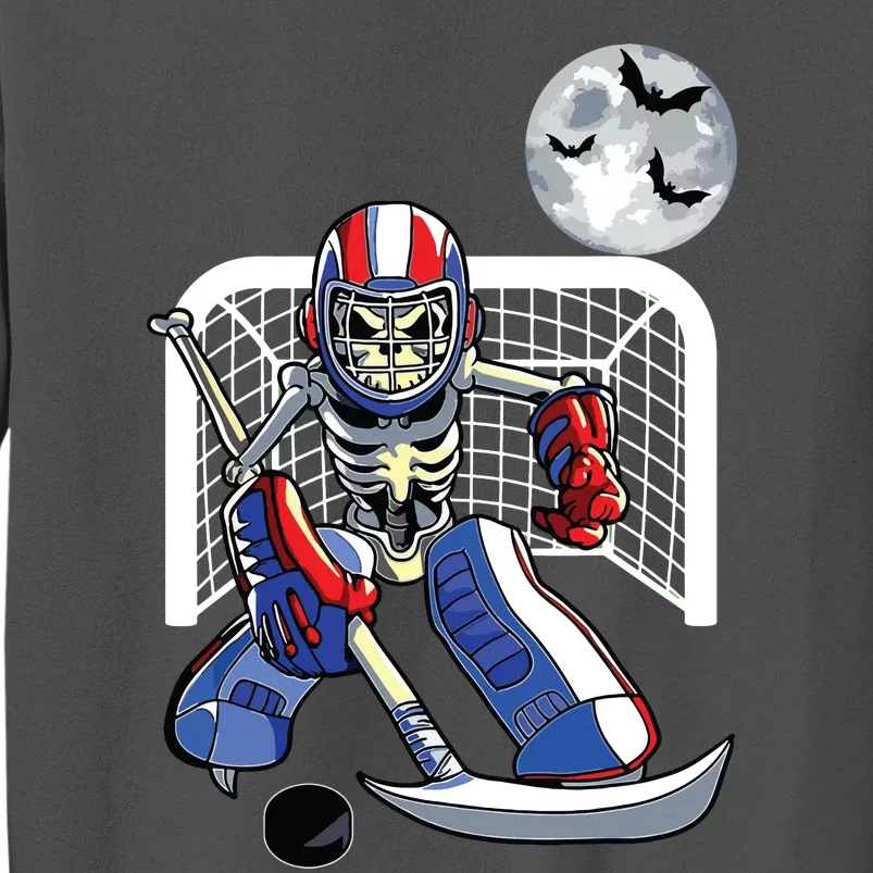 Funny Skeleton Playing Ice Hockey Happy Halloween Day Boy Tall Sweatshirt