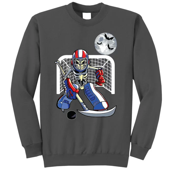 Funny Skeleton Playing Ice Hockey Happy Halloween Day Boy Tall Sweatshirt