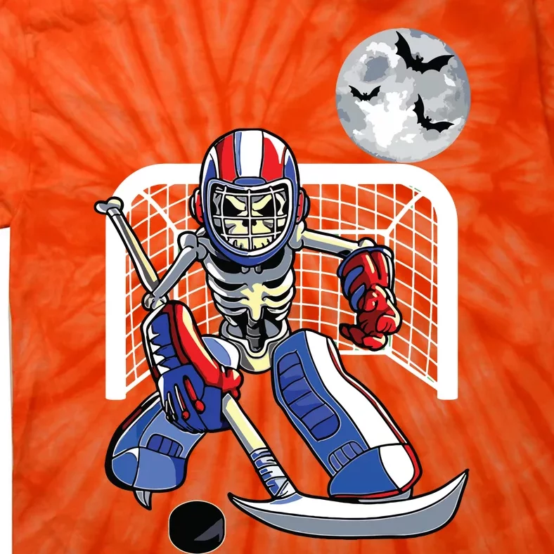 Funny Skeleton Playing Ice Hockey Happy Halloween Day Boy Tie-Dye T-Shirt