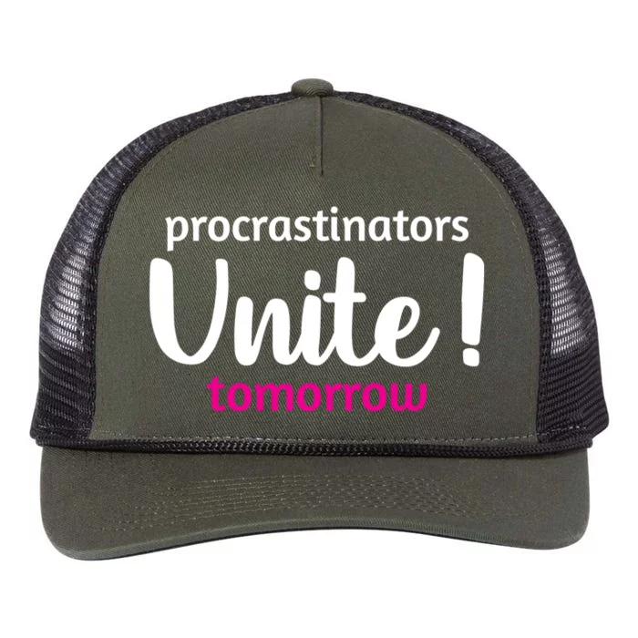 Funny Sarcastic Procrastinators Unite Tomorrow Gift Retro Rope Trucker Hat Cap