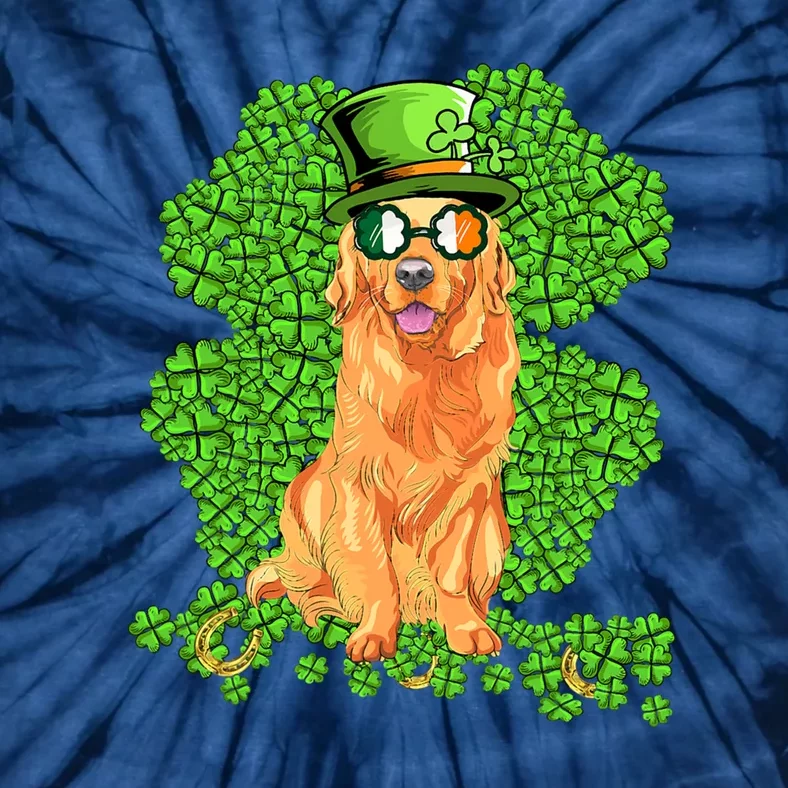 Funny St Patricks Day Golden Retriever Dog Cute Shamrock Tie-Dye T-Shirt