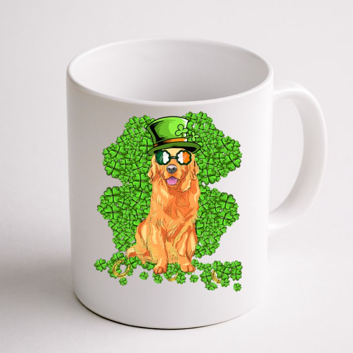 Funny St Patricks Day Golden Retriever Dog Cute Shamrock Front & Back Coffee Mug