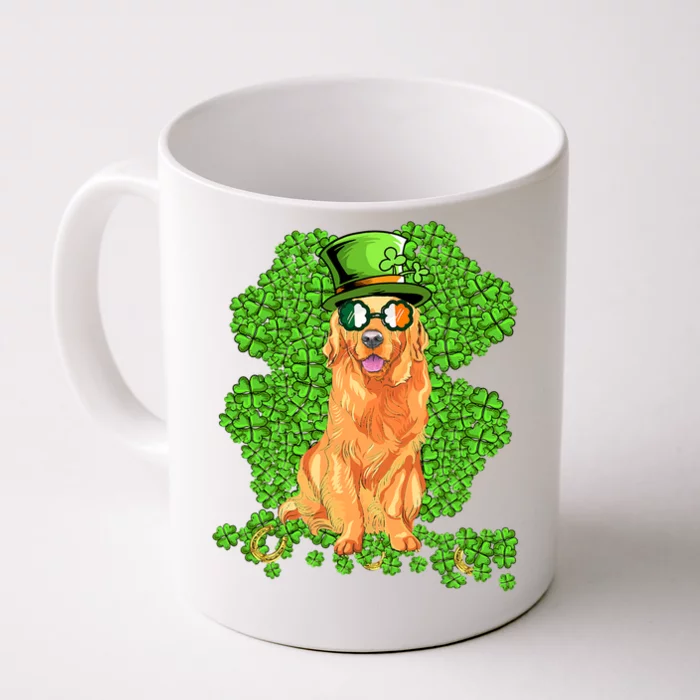 Funny St Patricks Day Golden Retriever Dog Cute Shamrock Front & Back Coffee Mug