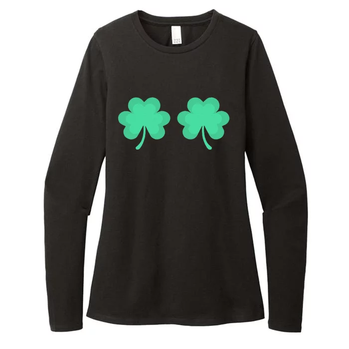 Funny St. Pattys Day Four 4 Leaf Clover Bra Womens CVC Long Sleeve Shirt