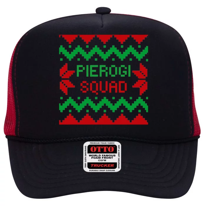 Funny Saying Pierogi Squad Christmas Holyday Cook Gift High Crown Mesh Trucker Hat