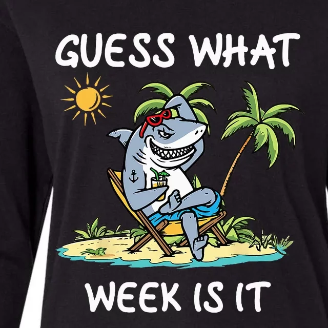 Funny shark party beach guess what week is it Lover shark Womens Cotton Relaxed Long Sleeve T-Shirt