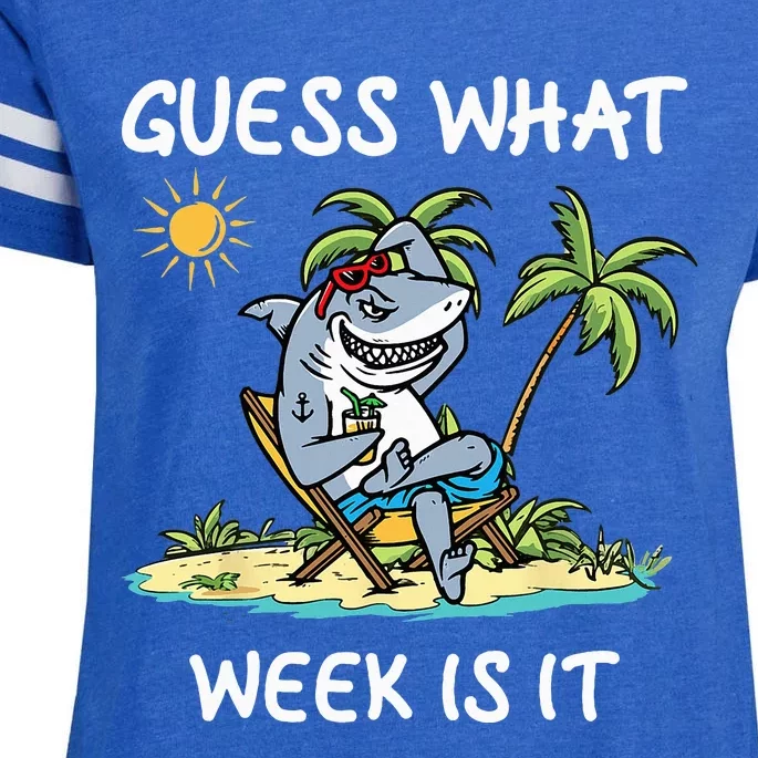 Funny shark party beach guess what week is it Lover shark Enza Ladies Jersey Football T-Shirt