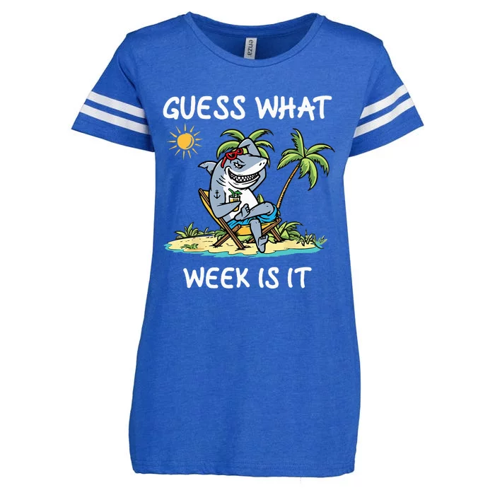 Funny shark party beach guess what week is it Lover shark Enza Ladies Jersey Football T-Shirt