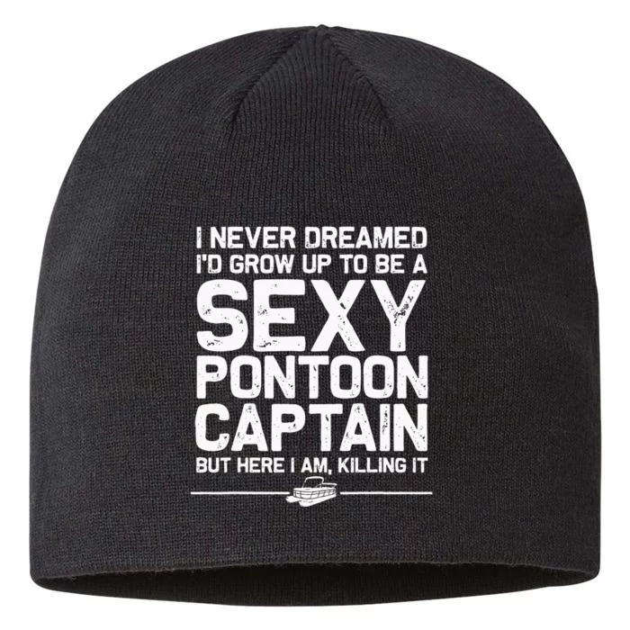 Funny Sexy Pontoon Captain Design Boat Captain Women 8 1/2in Sustainable Knit Beanie