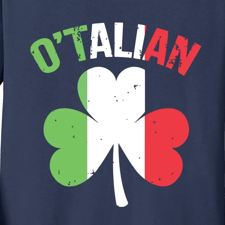 Funny Saint Patricks Day Irish Italian Otalian Kids Long Sleeve Shirt