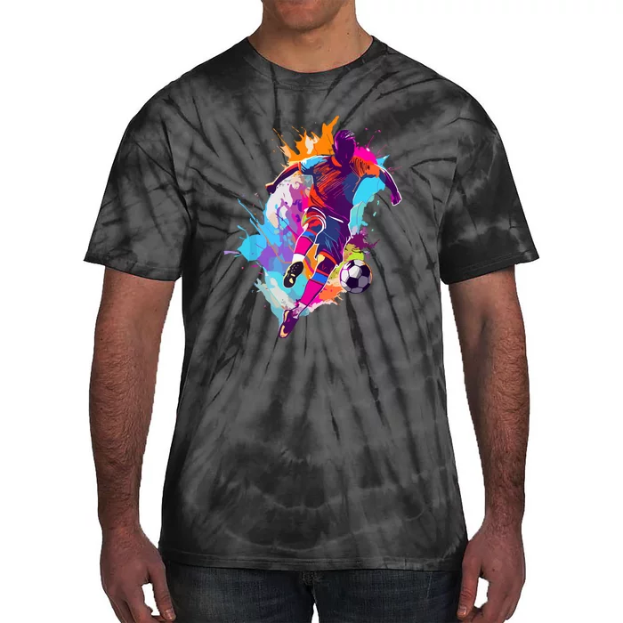 Funny Soccer Player Paint Splash Gift Tie-Dye T-Shirt