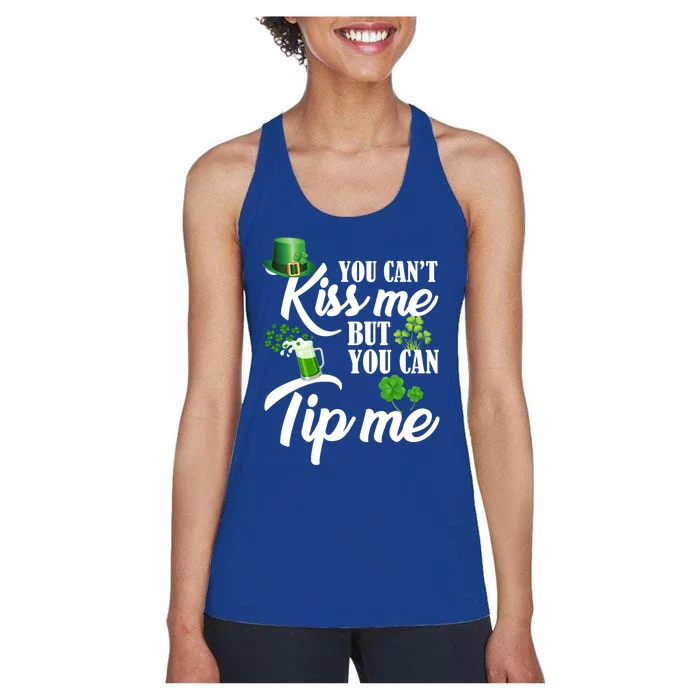 Funny St Patricks Day Waitress Bartender Waiter Tips Cute Gift Women's Racerback Tank