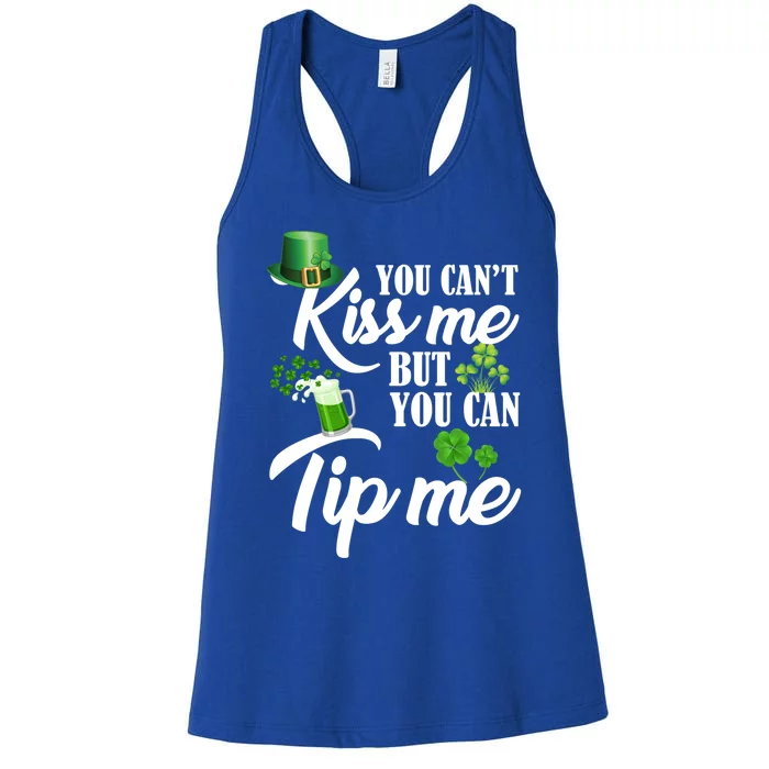 Funny St Patricks Day Waitress Bartender Waiter Tips Cute Gift Women's Racerback Tank