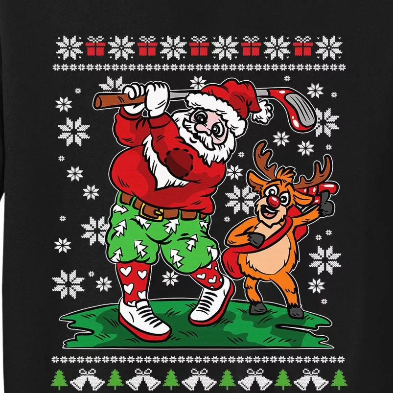 Funny Santa Playing Golf Sports Ugly Golf Christmas Tall Sweatshirt