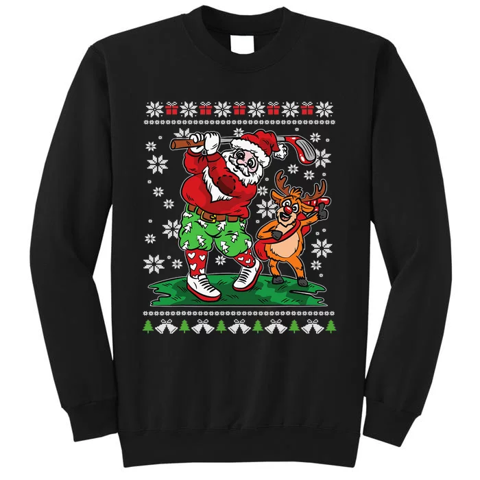 Funny Santa Playing Golf Sports Ugly Golf Christmas Tall Sweatshirt