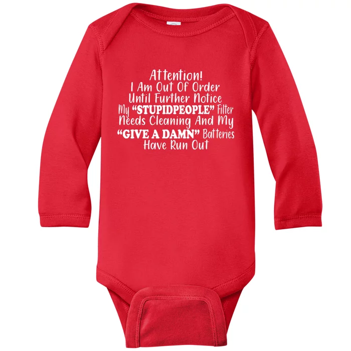 Funny Stupid People Filter Baby Long Sleeve Bodysuit