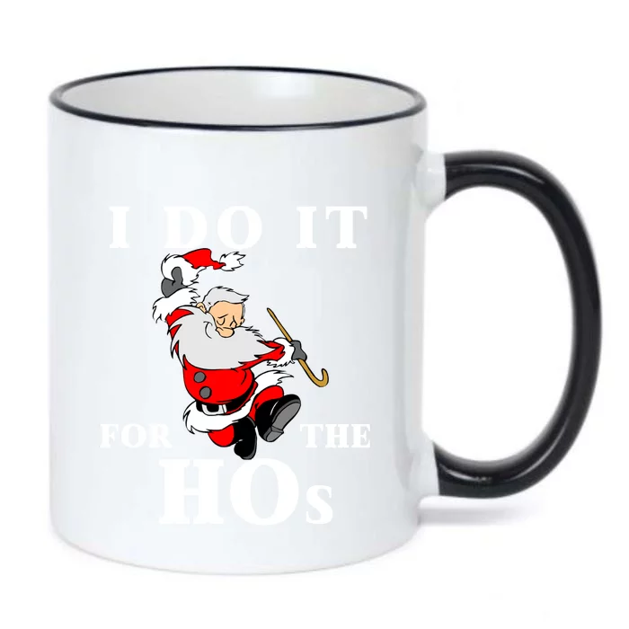 Funny Santa Quotes Festive Dancing Santa I Do It For The Hos Cute Gift Black Color Changing Mug