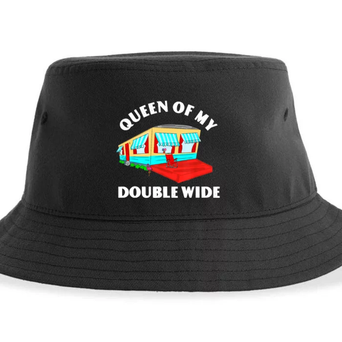 Funny Sarcastic Queen of My Double Wide Trailer Engagement Sustainable Bucket Hat