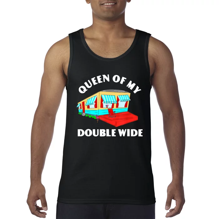 Funny Sarcastic Queen of My Double Wide Trailer Engagement Tank Top