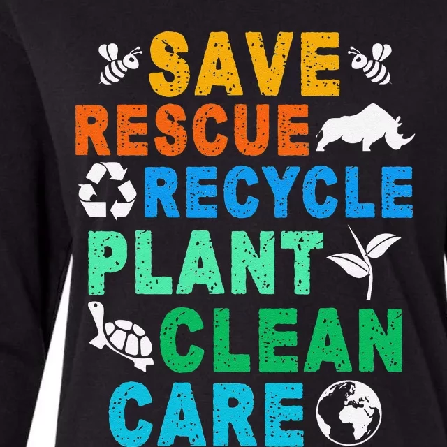 Funny Save Rescue Recycle Plant Clean Care Earth Day Womens Cotton Relaxed Long Sleeve T-Shirt