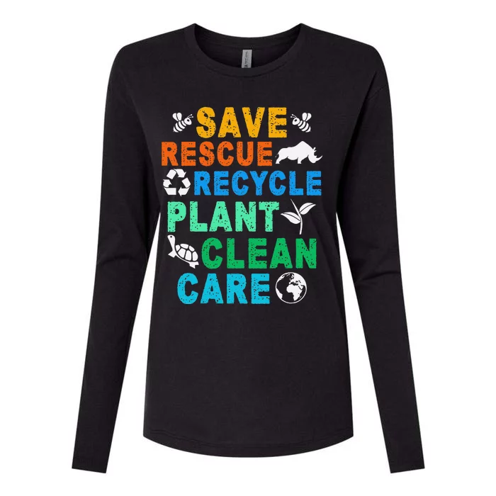 Funny Save Rescue Recycle Plant Clean Care Earth Day Womens Cotton Relaxed Long Sleeve T-Shirt