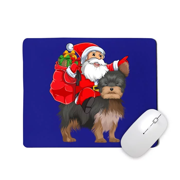 Funny Santa Riding Yorkshire Terrier Dog Christmas Cool Gift Mousepad