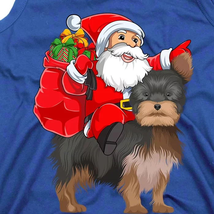 Funny Santa Riding Yorkshire Terrier Dog Christmas Cool Gift Tank Top