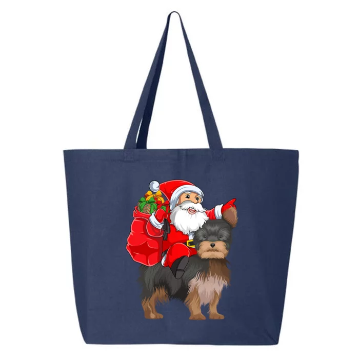 Funny Santa Riding Yorkshire Terrier Dog Christmas Cool Gift 25L Jumbo Tote