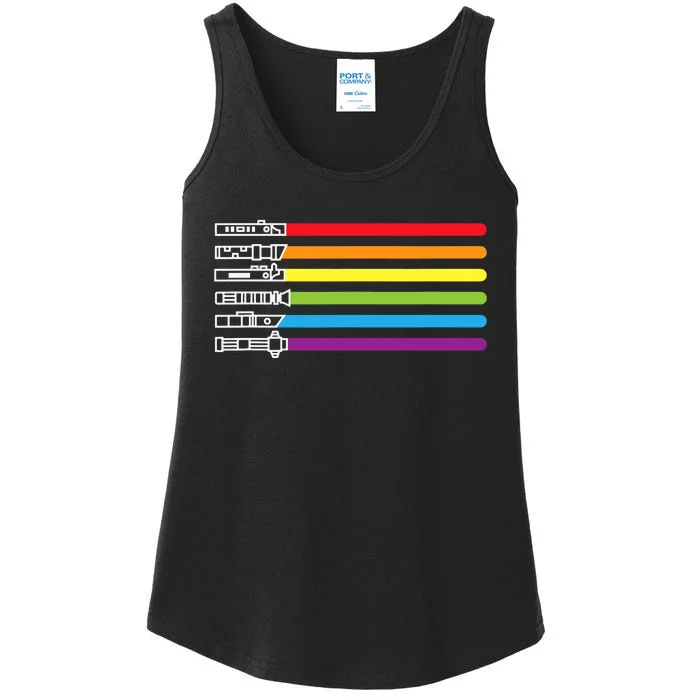 Funny Saber Rainbow Lgbt Pride Mont Ladies Essential Tank