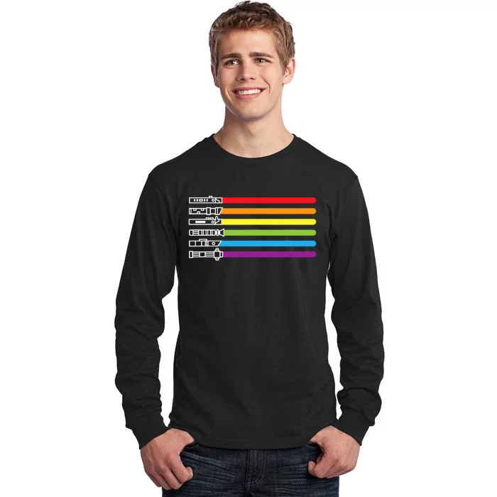 Funny Saber Rainbow Lgbt Pride Mont Tall Long Sleeve T-Shirt