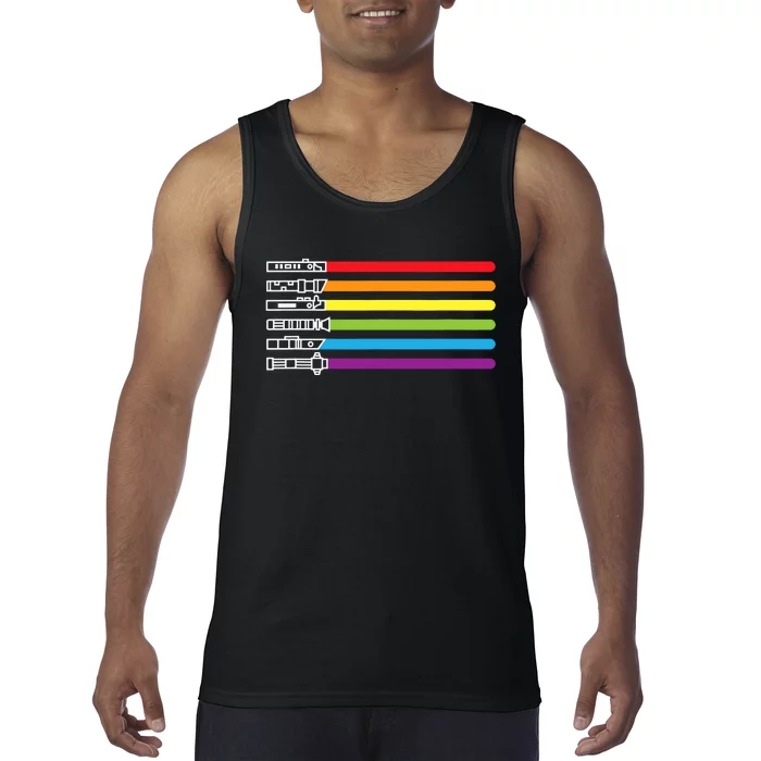 Funny Saber Rainbow Lgbt Pride Mont Tank Top