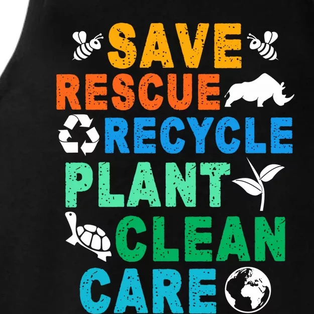 Funny Save Rescue Recycle Plant Clean Care Earth Day Great Gift Ladies Tri-Blend Wicking Tank