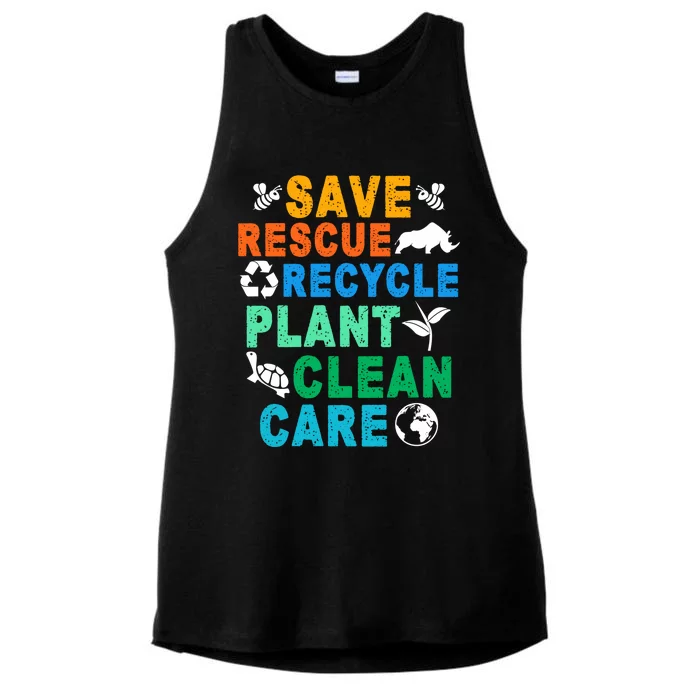 Funny Save Rescue Recycle Plant Clean Care Earth Day Great Gift Ladies Tri-Blend Wicking Tank