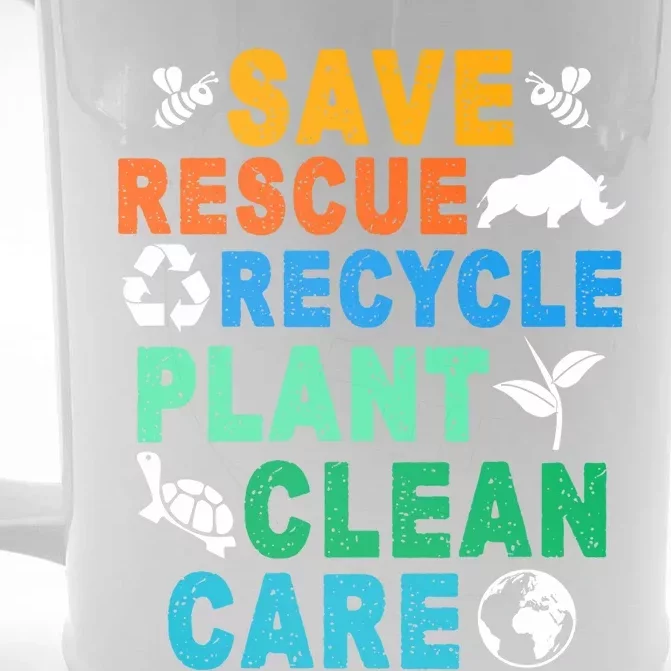 Funny Save Rescue Recycle Plant Clean Care Earth Day Great Gift Front & Back Beer Stein