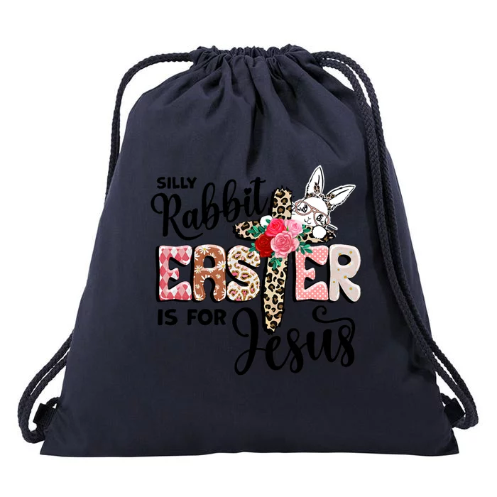 Funny Silly Rabbit Is For Jesus Easter Day Leopard Cross Cute Gift Drawstring Bag