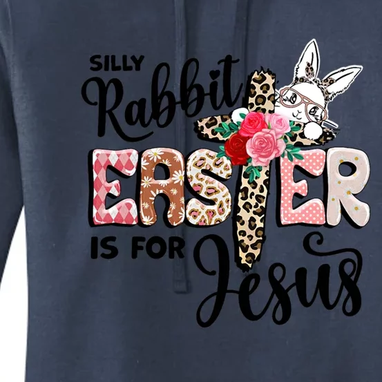 Funny Silly Rabbit Is For Jesus Easter Day Leopard Cross Cute Gift Women's Pullover Hoodie