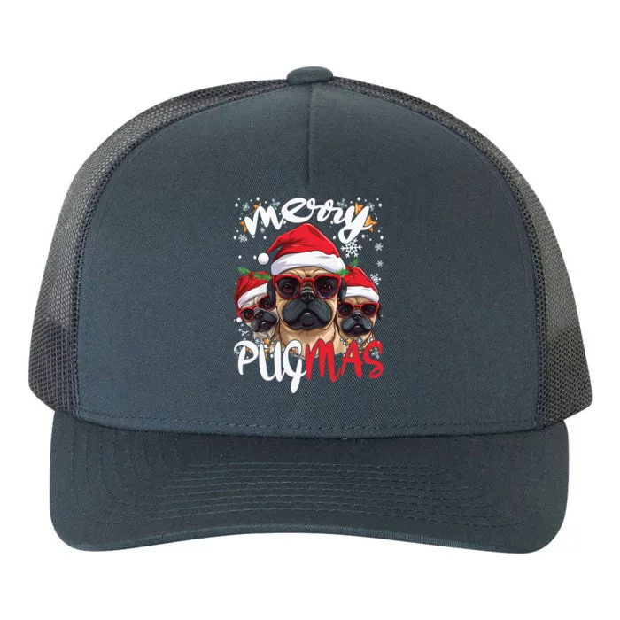 Funny Santa Reindeer Elf Pug Christmas Merry Pugmas Meaningful Gift Yupoong Adult 5-Panel Trucker Hat