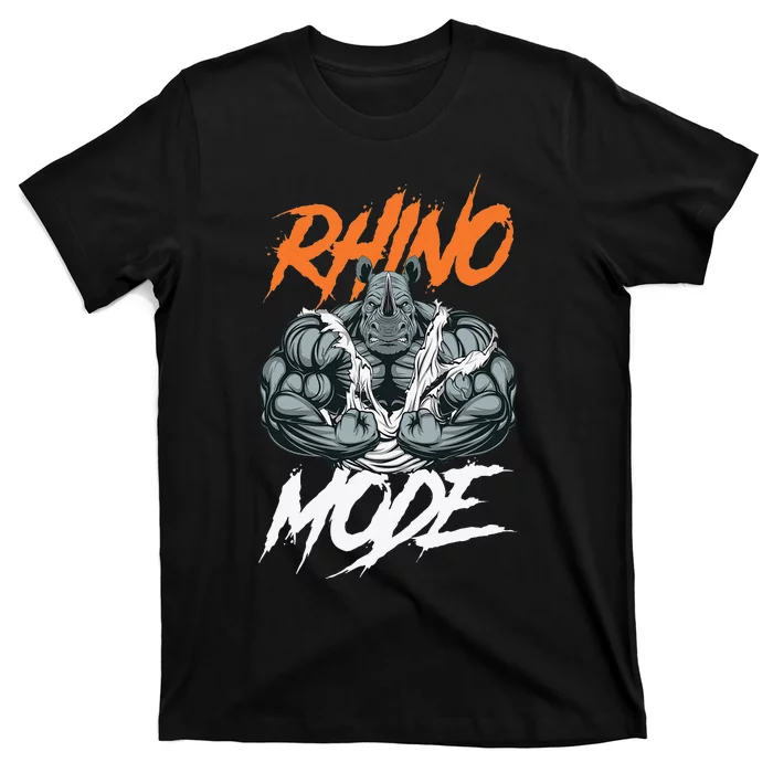 Funny Strong Rhino With Big Biceps Rhino Mode For Gym Lover T-Shirt