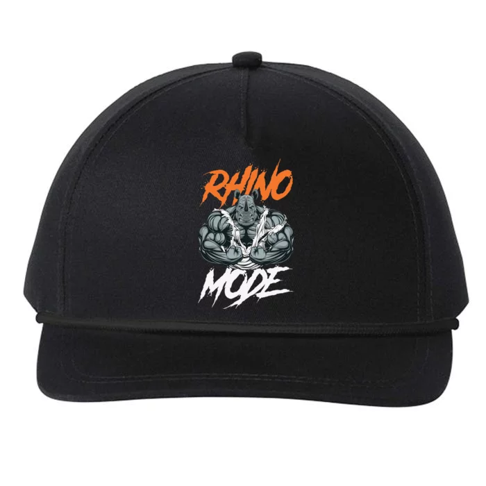 Funny Strong Rhino With Big Biceps Rhino Mode For Gym Lover Snapback Five-Panel Rope Hat