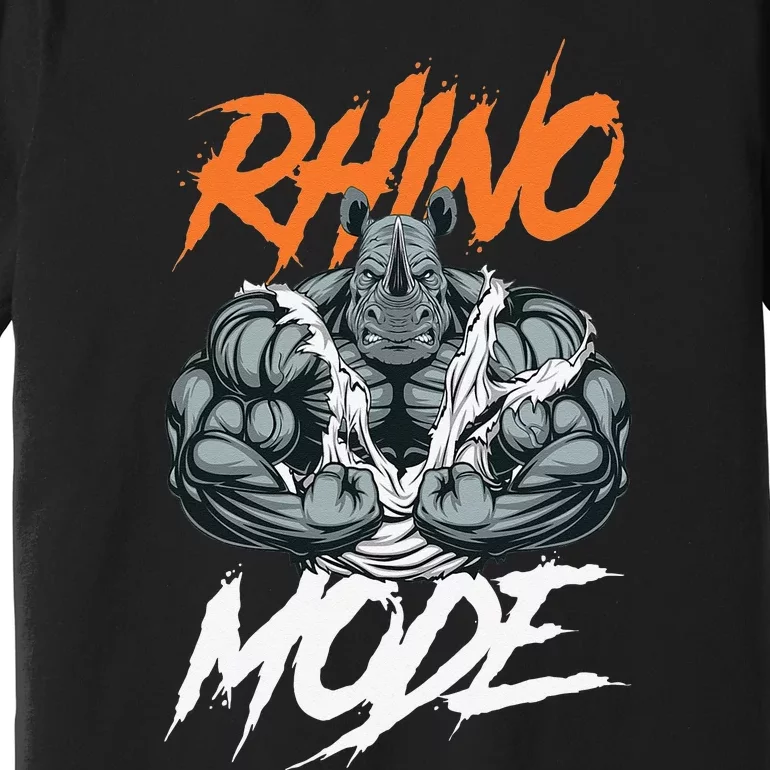 Funny Strong Rhino With Big Biceps Rhino Mode For Gym Lover Premium T-Shirt