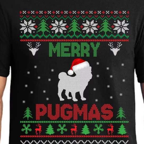 Funny Santa Reindeer Pug Xmas Ugly Christmas Merry Pugmas Gift Pajama Set