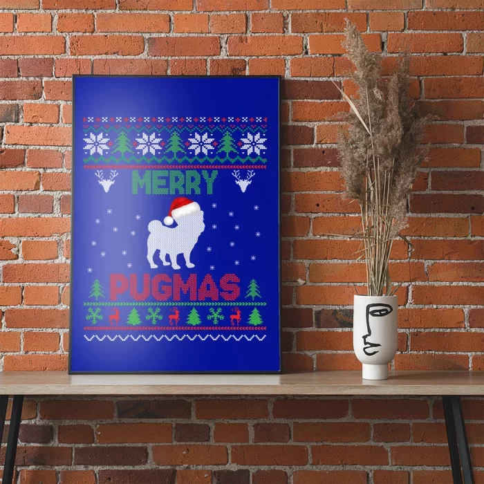 Funny Santa Reindeer Pug Xmas Ugly Christmas Merry Pugmas Gift Poster