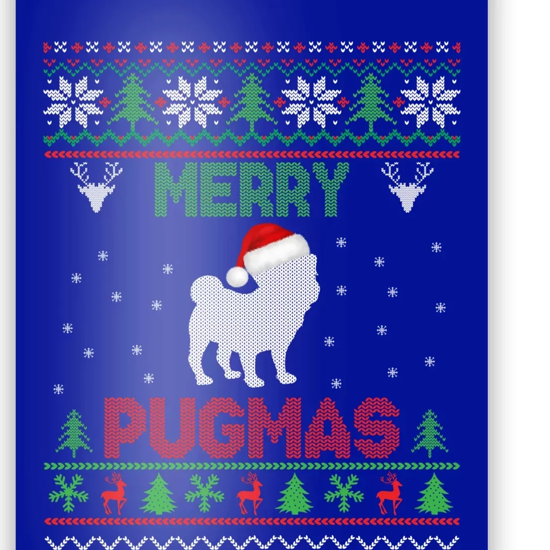 Funny Santa Reindeer Pug Xmas Ugly Christmas Merry Pugmas Gift Poster