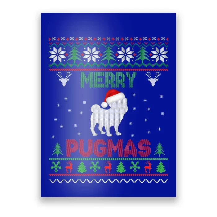 Funny Santa Reindeer Pug Xmas Ugly Christmas Merry Pugmas Gift Poster